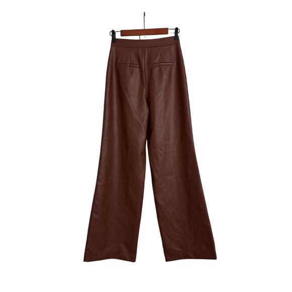 7 For All Mankind Wide Leg Brown Faux Leather Pants Size Women's 2 - Picture 2 of 6